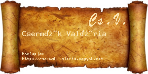 Csermák Valéria névjegykártya
